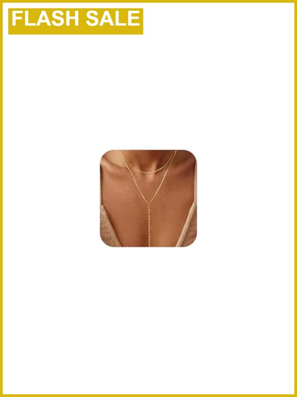 14K Gold Plated Layered Y Necklace Set Dainty Leaf Chain Stackable Gift for Her